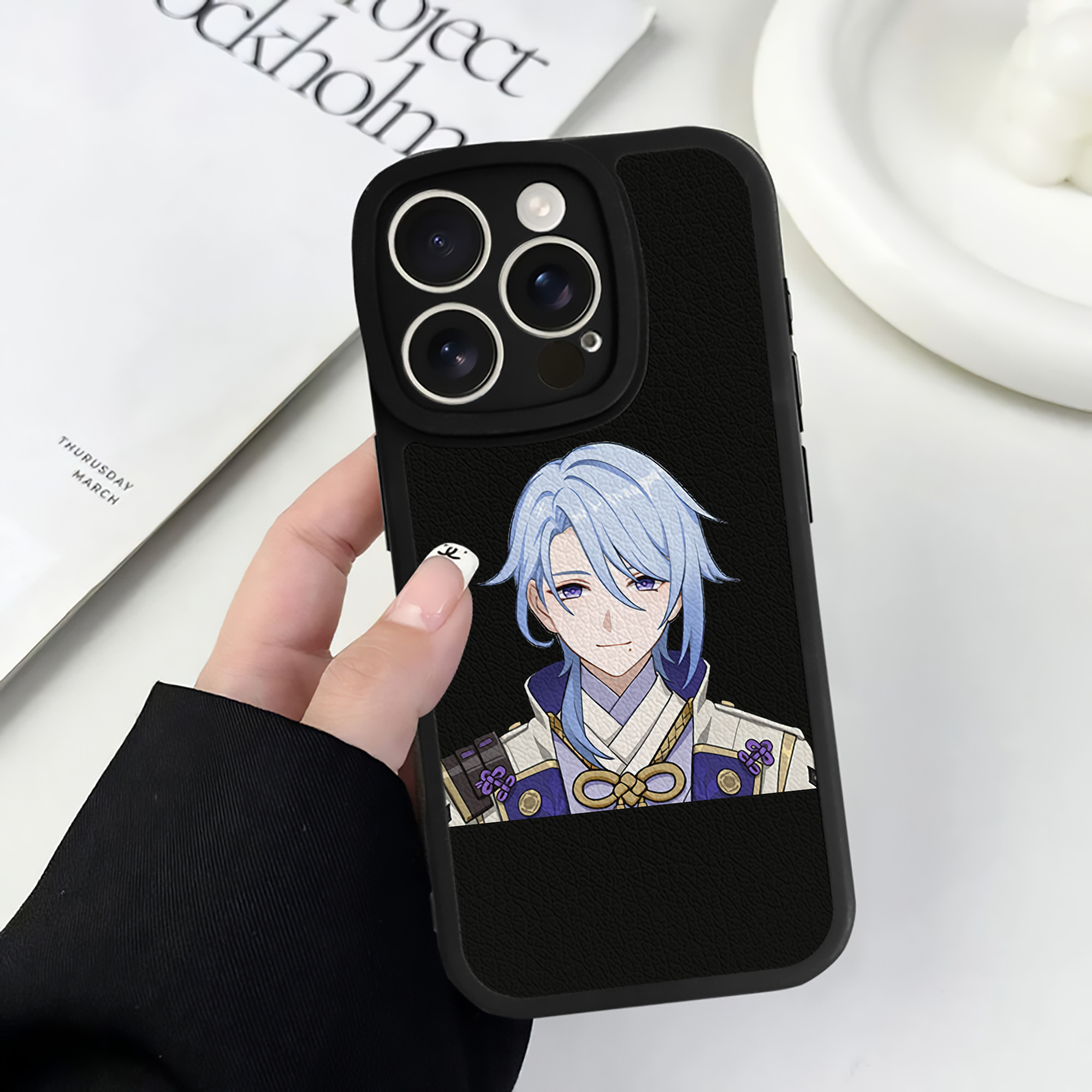げんし神 神里綾人 かみさとあやと genshin Kamisato Ayato 【iPhone 16シリーズ対応】シリコンスマホケース（レザー調） 材質：シリコン